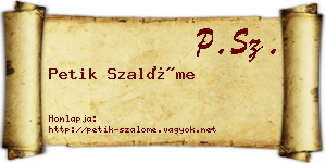 Petik Szalóme névjegykártya